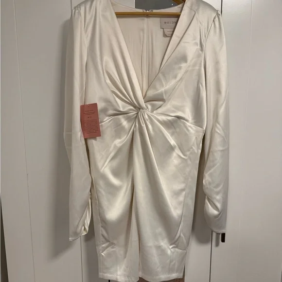 BHLDN Cream Long Sleeve Knot Dress - Picture 3 of 8